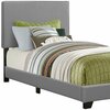 Homeroots 45.75 in. Grey Solid WoodMDF & Foam Twin Size Bed Frame with a Leather Look 333283